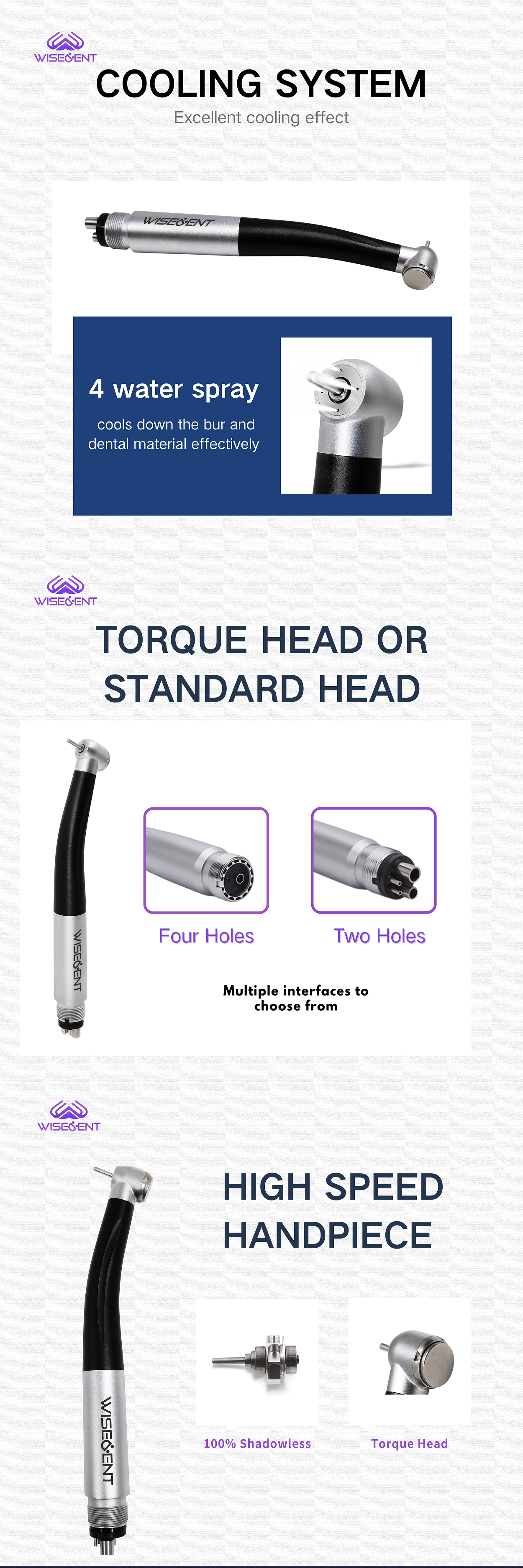 WISEDENT - China Durable Handpiece High Speed Handpiece 2/4 holes BR-114E 5