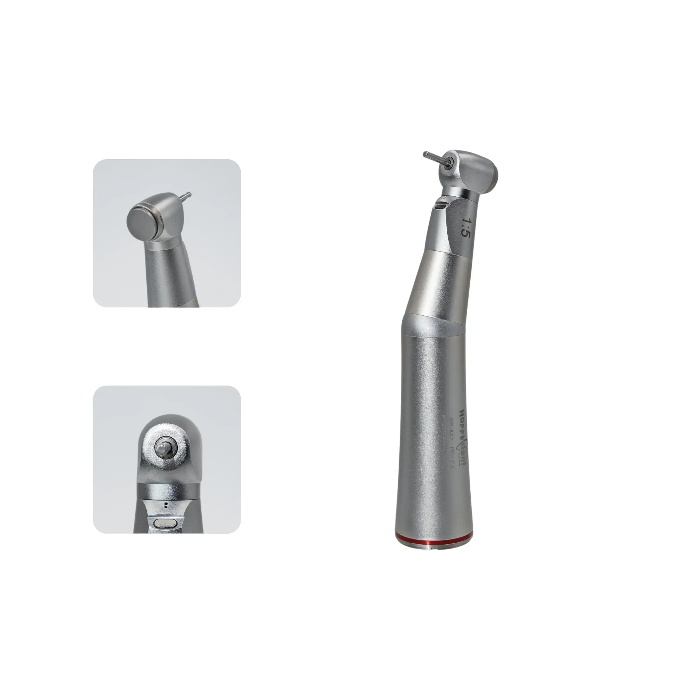 Wisedent 1:5 Increasing Single Water Spray Fiber Optic Push Button Contra Angle Dental Handpiece BR-422P-15 1