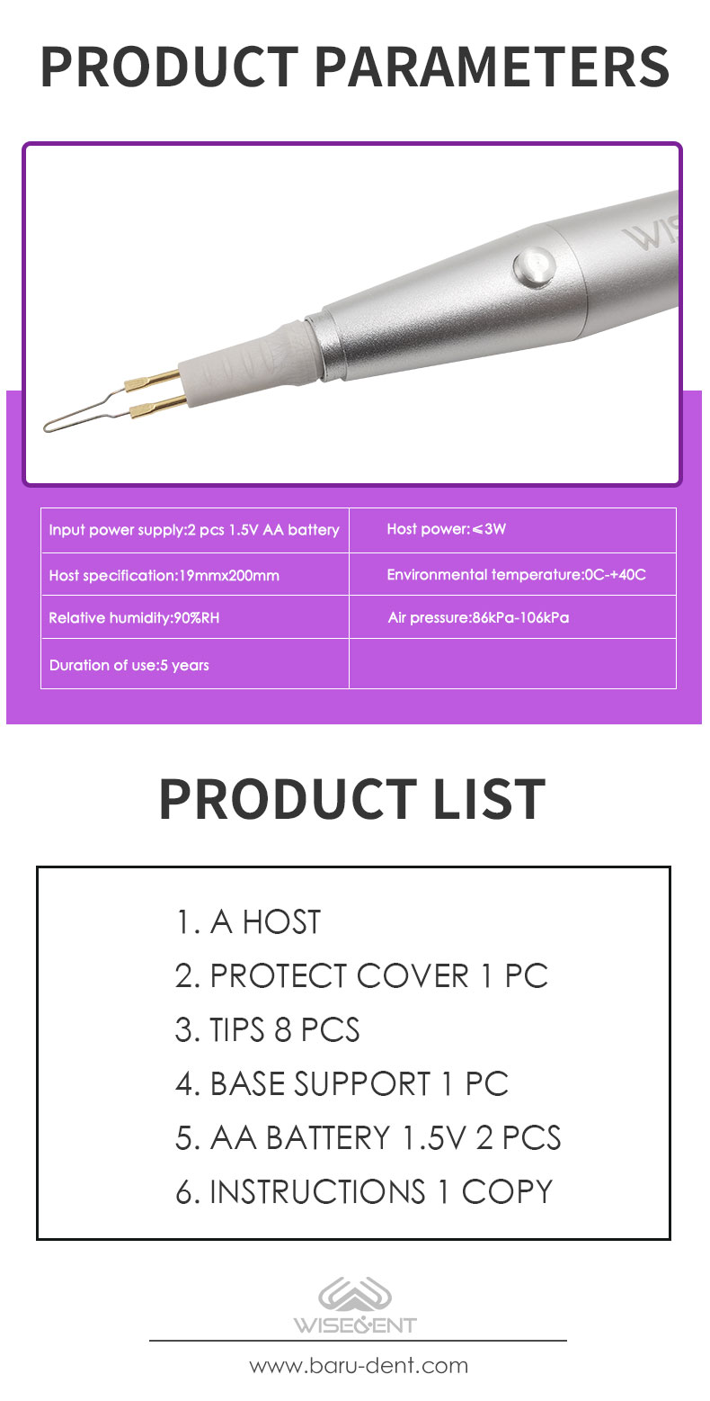 WISEDENT - Foshan Factory Root Canal Battery Sliver/Grey Gutta Cutter With 8pcs Tips BR-104 7