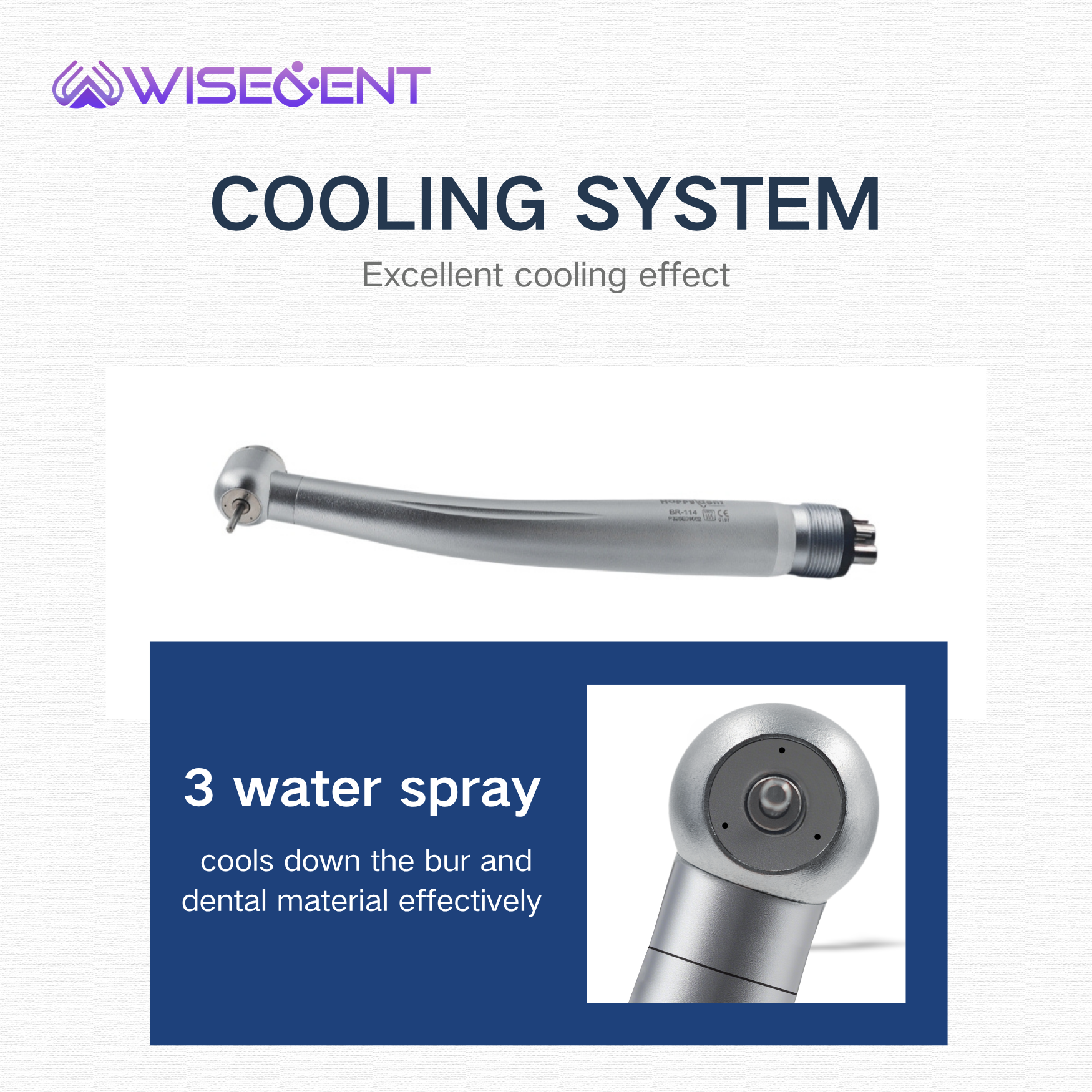 Wisedent - Dental High Speed Handpiece Push Button 3 Water Spray Standard/Torque Head BR-164P3 11