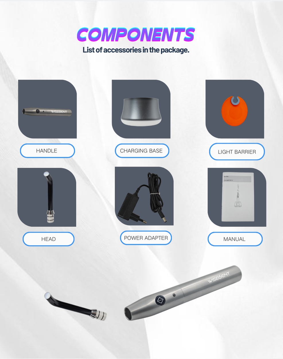 WISEDENT - China High End Dental Curing Light LED Wireless Light Cure Lamp with Charging Base BR-616 8