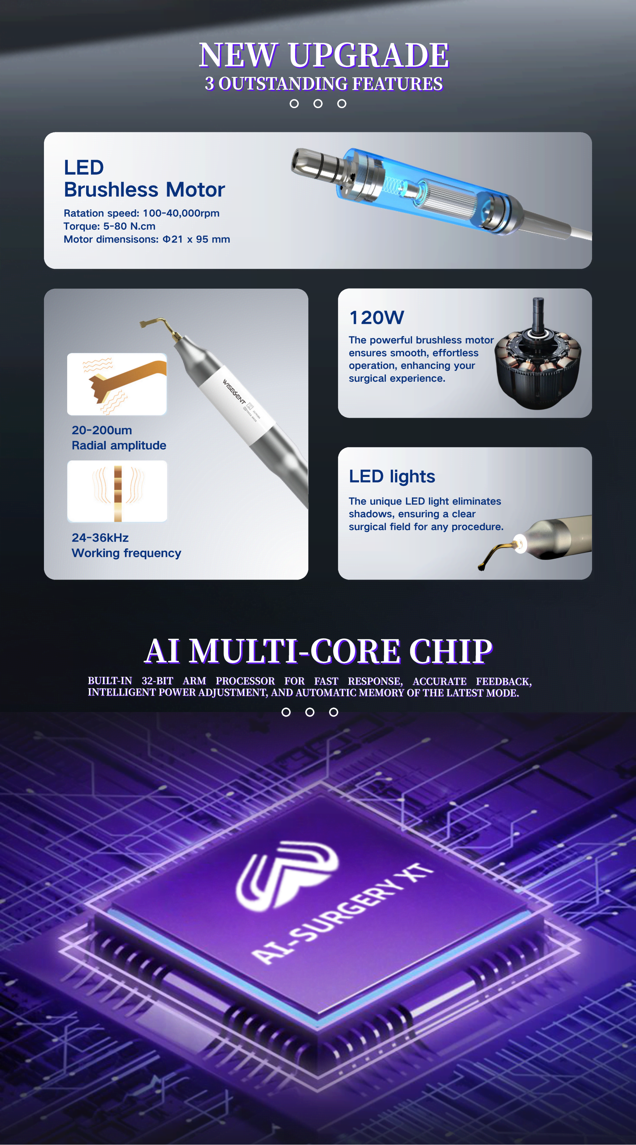 WISEDENT - China Foshan Factory Piezo Surgery Implant One Machine 3 Functions Ultrasurgery Cutting Surgery XT 16