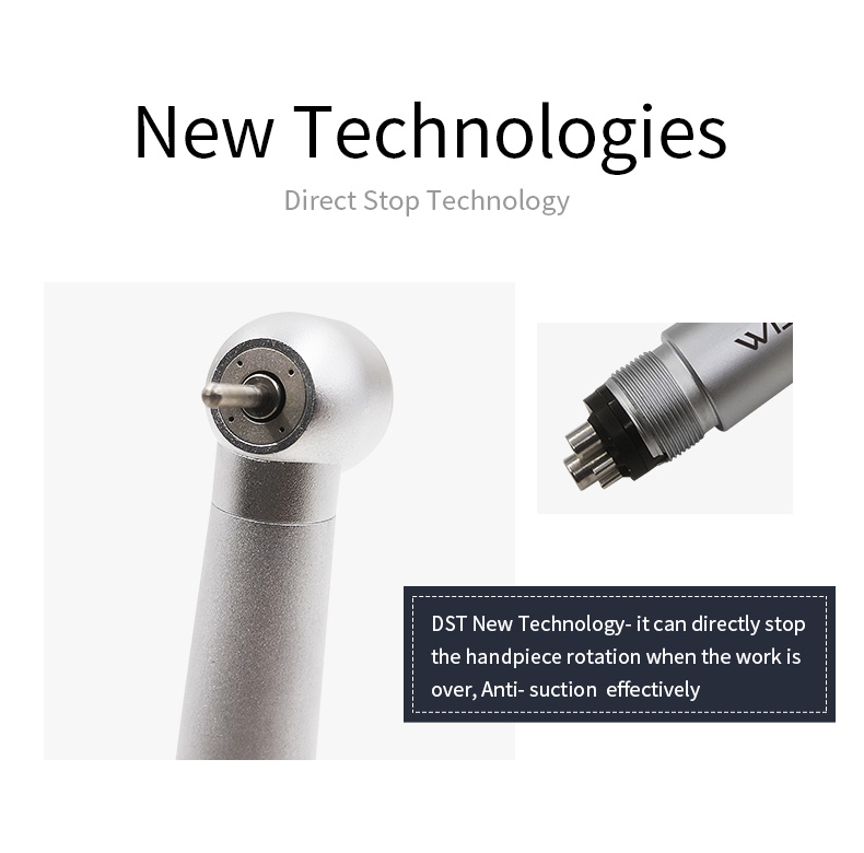 WISEDENT - Dental Handpiece High Speed Handpiece 4 Water Spray Direct Stop Air Turbine Handpiece BR-114K-S 10