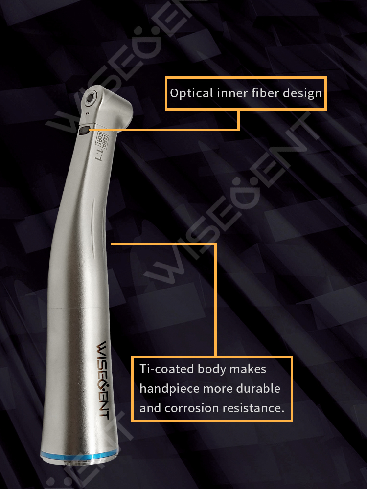 WISEDENT - 1 1 Fiber Optic Contra Angle/Slow  Handpiece Internal water Spray used with micromotor BR-414TM-11 10
