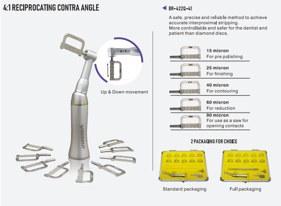 WISEDENT - Wisedent Rec iprocating Stripping Contra Angle Handpiece Kit low speed handpiece 4:1 BR-422Q-41 9