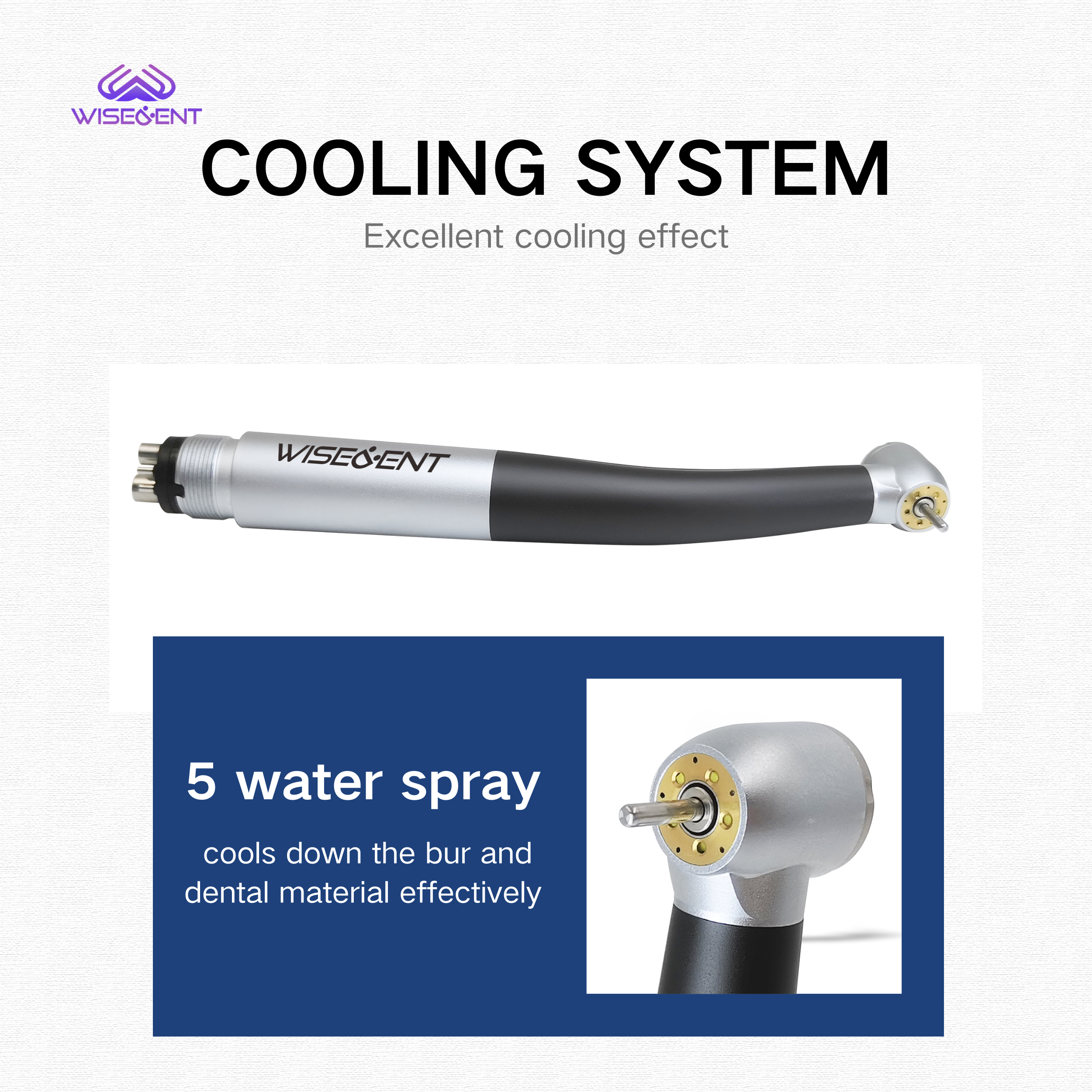 WISEDENT - Manufacturer Foshan Dental 5 LED Handpiece High Speed 5 Water Spray 2/4 Holes BR-164AS-5E 8