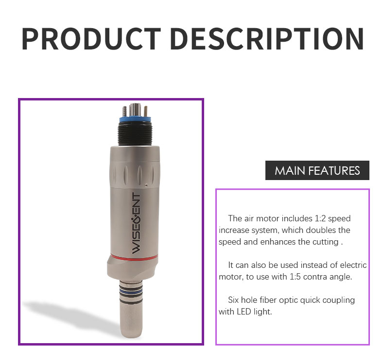 WISEDENT- BR-414-12 Dental Increasing Speed Air Motor LED Light 6 holes Inner Water Spray Manufacturer1 8