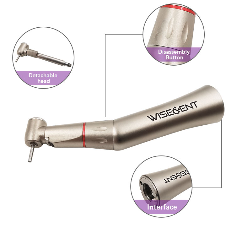 WISEDENT - Rotary Dental Handpiece Manufacturers 1:5 Fiber Optic Internal Water Low Speed Contra Angle BR-422KM-15 7