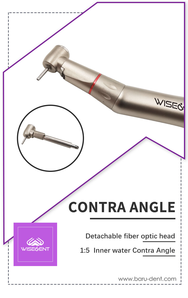WISEDENT - Rotary Dental Handpiece Manufacturers 1:5 Fiber Optic Internal Water Low Speed Contra Angle BR-422KM-15 8