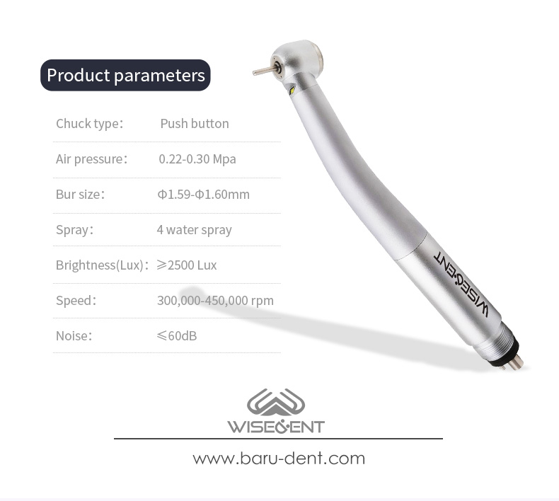 WISEDENT - China Dental handpiece Upgrade LED High Speed Direct Stop Handpiece 4 water Spray BR-164K-S 9
