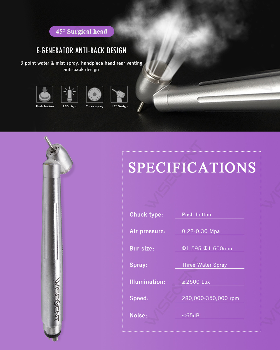 WISEDENT - BR-164C  45 degree Indestructible LED Dental Handpiece Wholesale 4