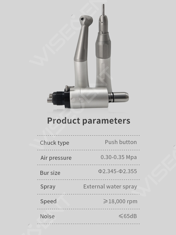 WISEDENT - External Water Low Speed Dental Handpiece Contra Angle+ air motor+ straight Handpiece BR- 414FX low speed handpiece 8