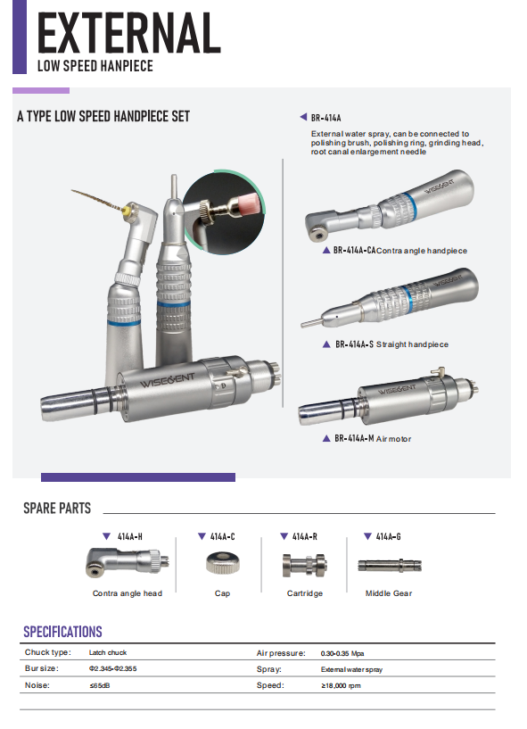 WISEDENT - Dental Slow Speed Handpieces N-S/K Old School Handpiece low speed handpiece BR-414A 6