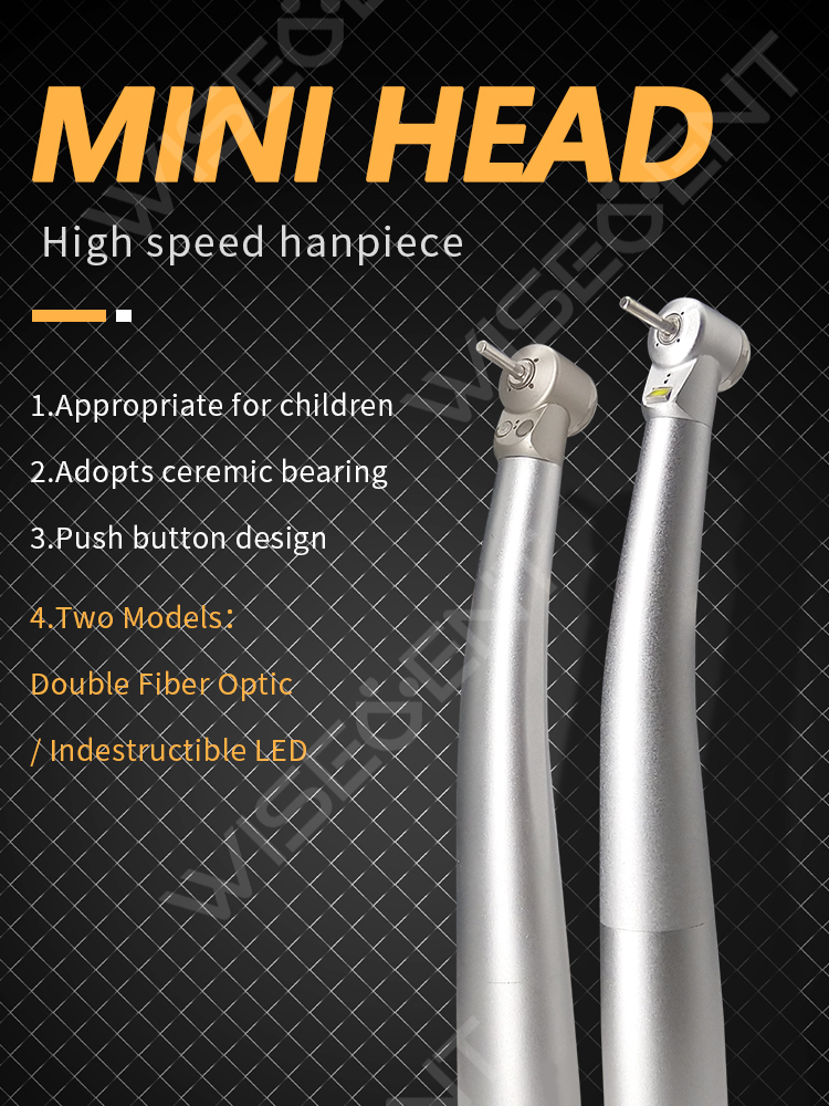 WISEDENT - Dental high speed handpiece push button type dental mini head air turbine with light BR-112X 6