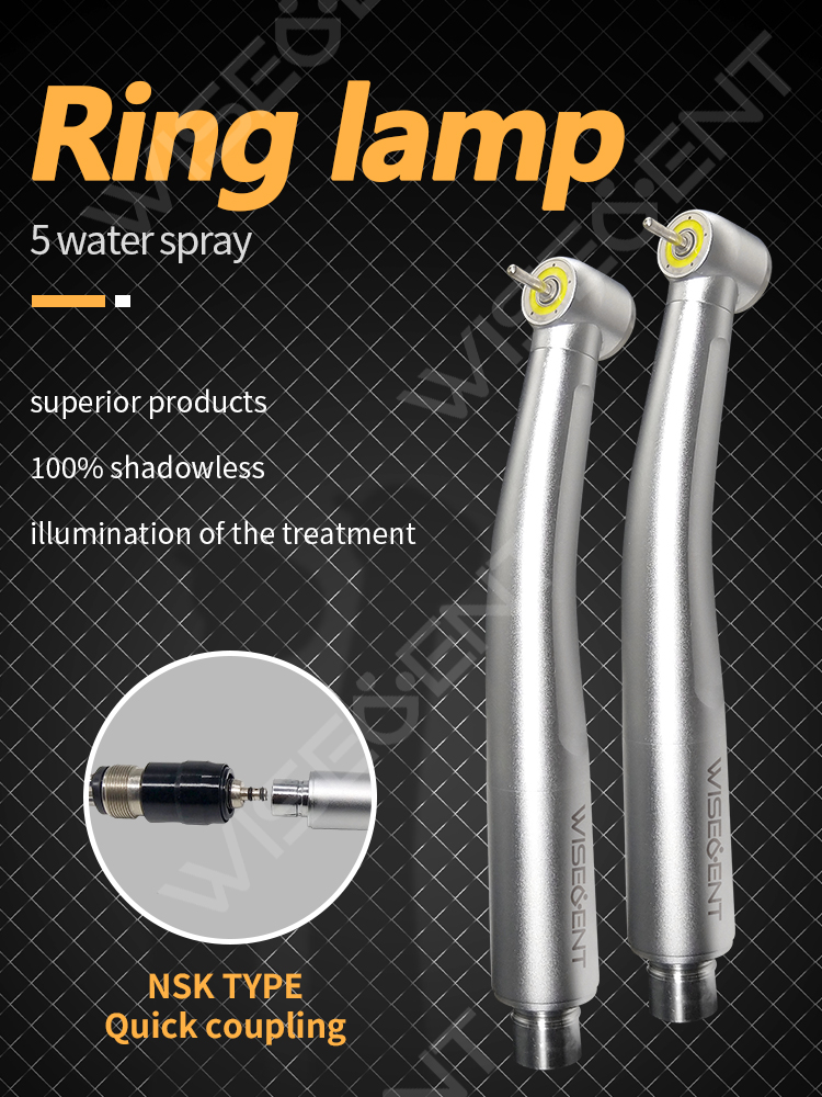 WISEDENT - Shadowless Dental Circle LED Air Turbine Dental High Speed Handpiece With Quick Coupling BR-164BS 7