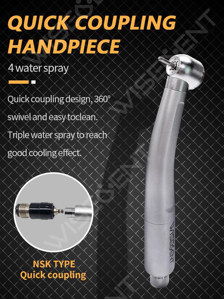 WISEDENT -  High Speed Dental Handpiece  4 Holes +Quick Coupling Air Turbine BR-114BK 7