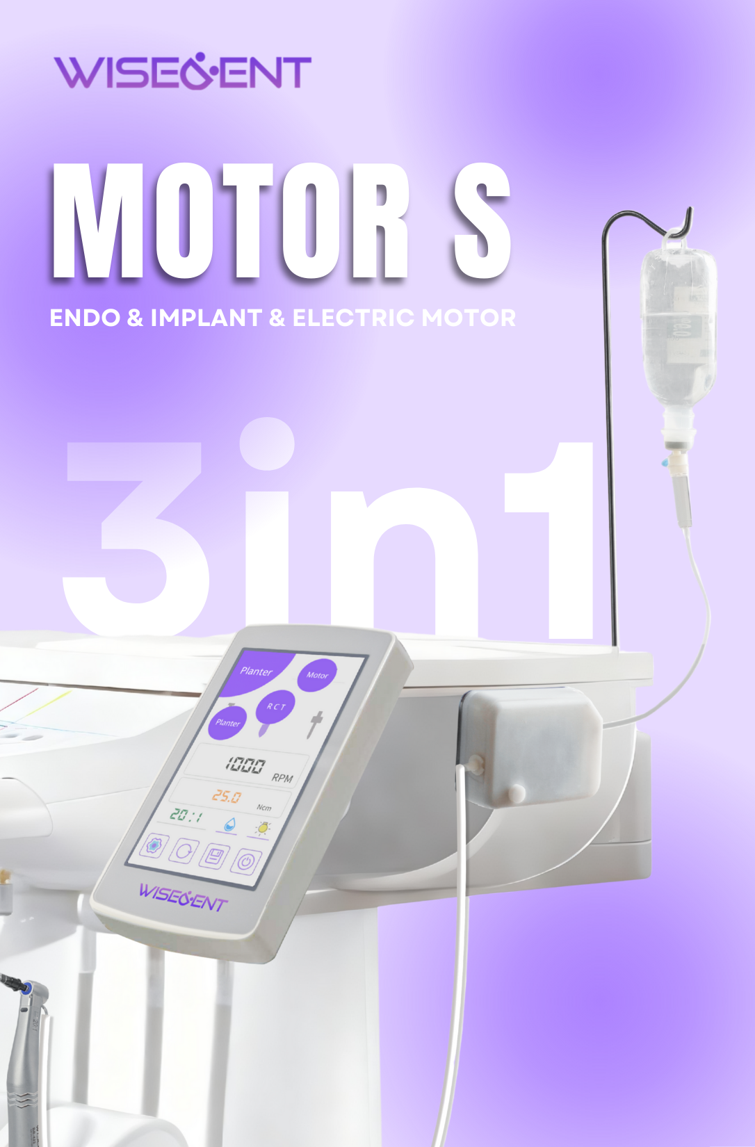 WISEDENT - Wisedent Dental Surgery Motor 3 in 1 Built-in Electric Motor with Endo, Implant, and External Saline Pump 8