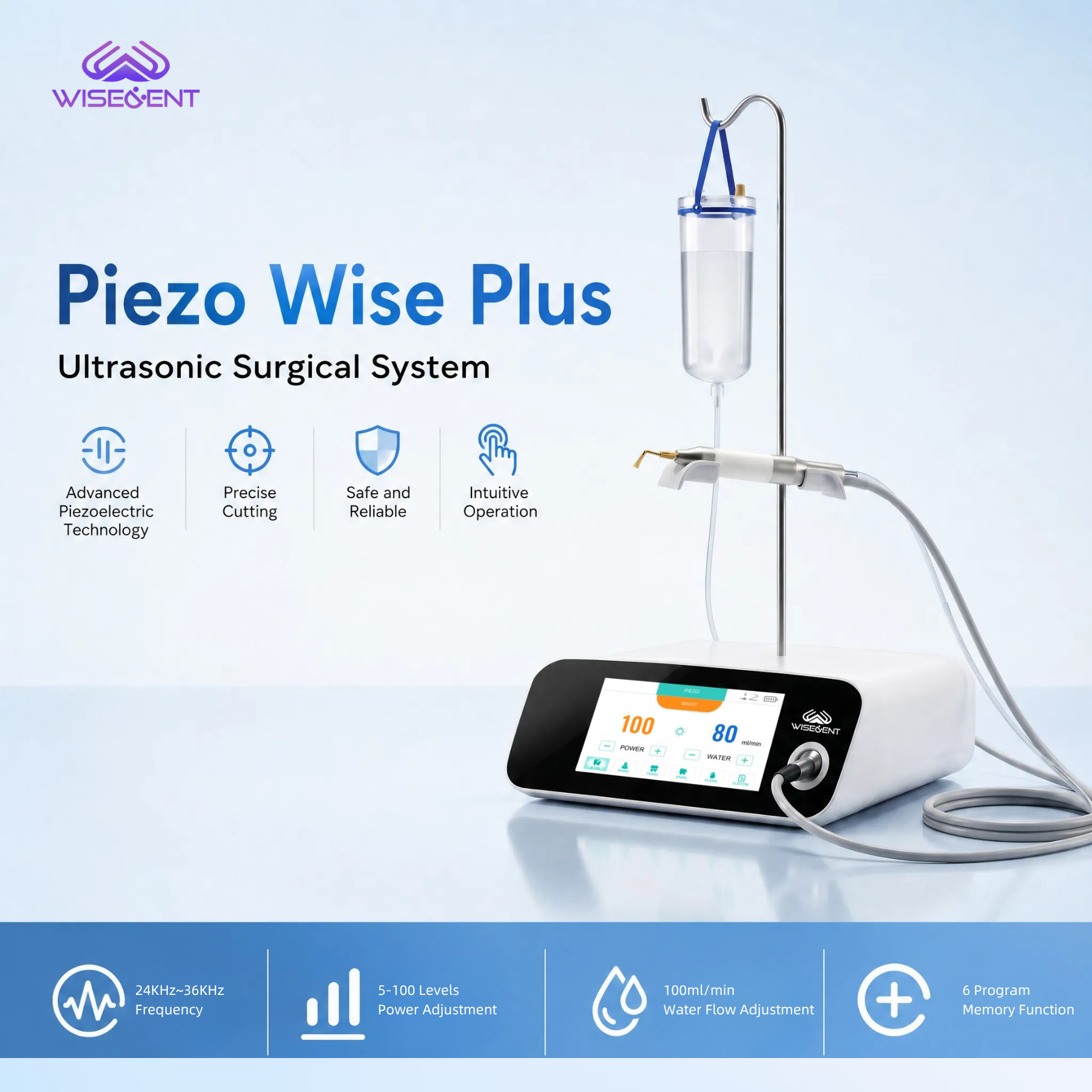 Wisedent New Piezo Bone Surgery Piezo Machine Super Handpiece Wireless Foot Pedal Dental Equipment Ma Piezo-Wise-Plus 6