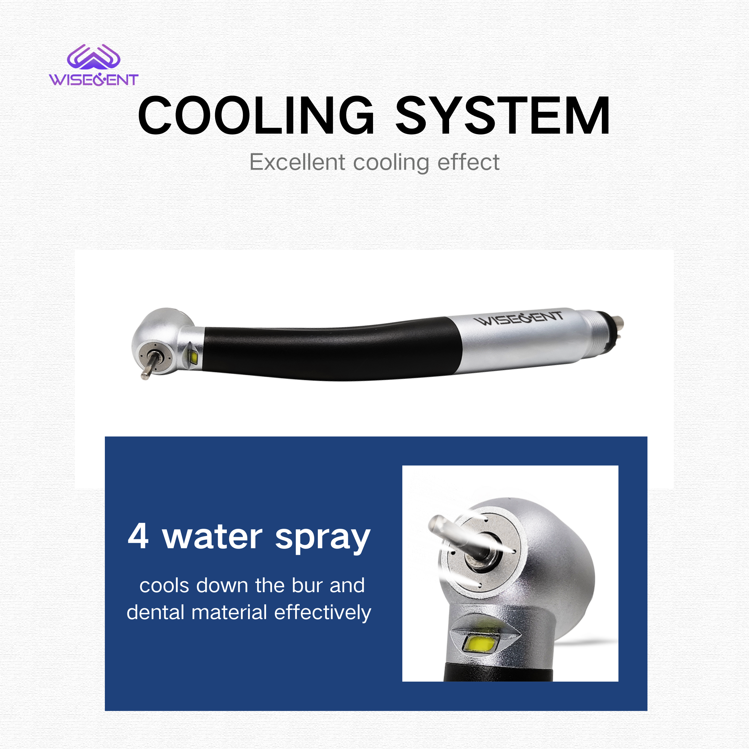 WISEDENT - Hot Sale BR-164E High Speed Handpiece 2/4 holes 4 Water Spary Upgraded E-generator Led 8