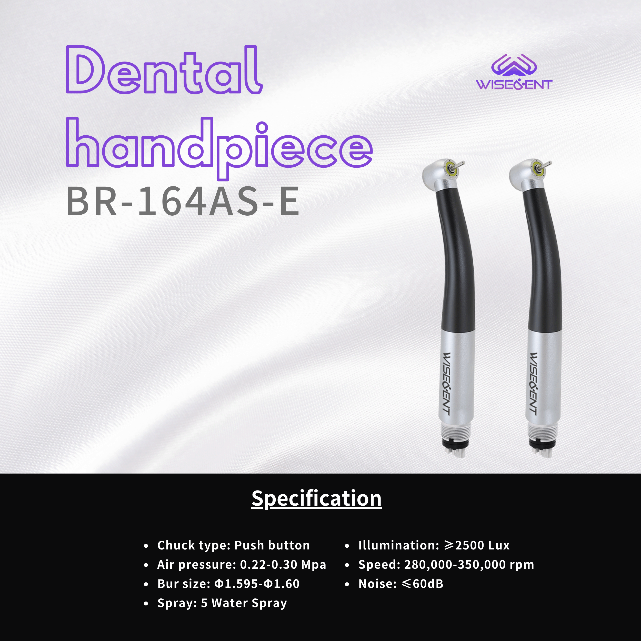 WISEDENT - Hot Sale BR-164AS-E High Speed Handpiece 2/4 holes 4 Water Spary Upgraded E-generator Led 2