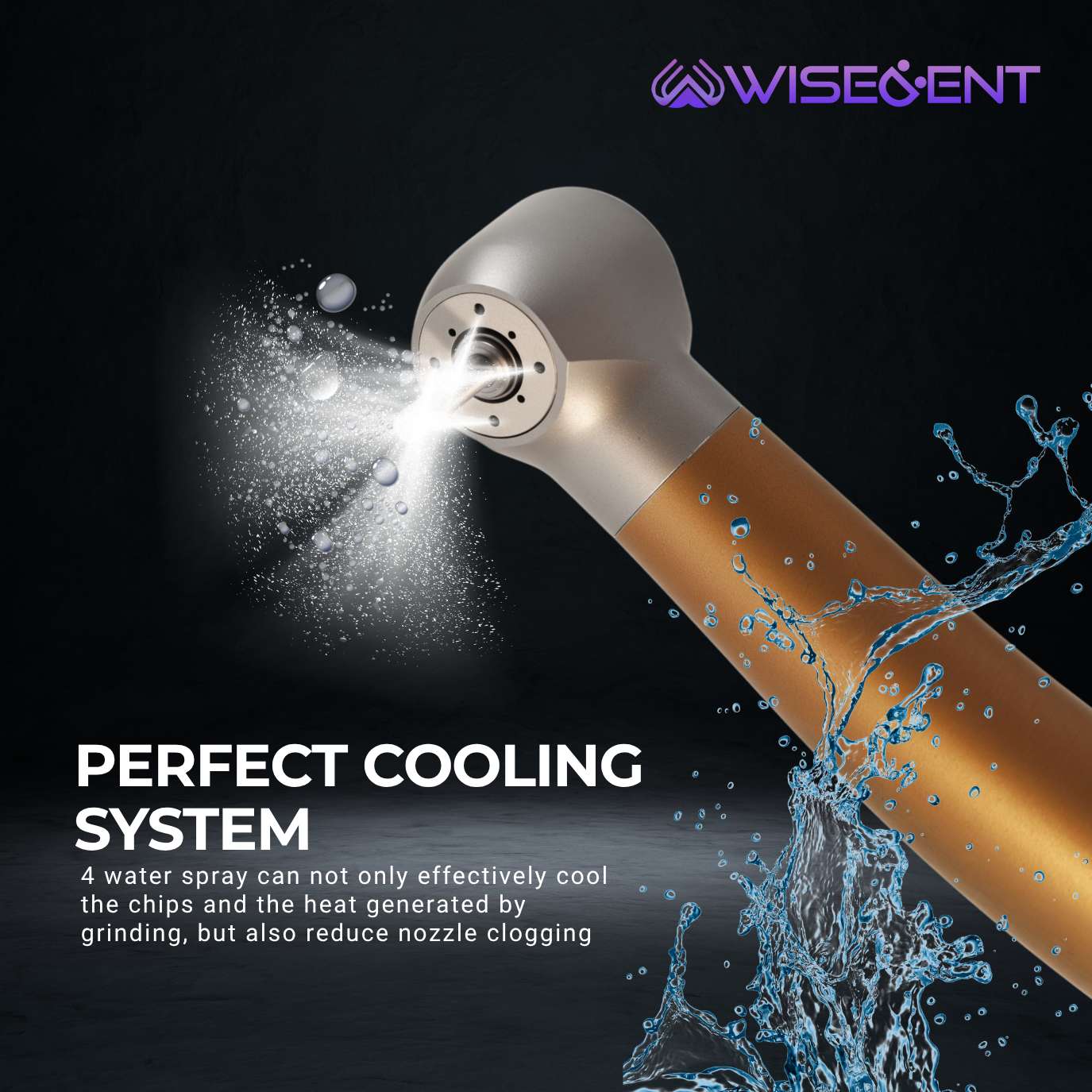 Dental High‑Speed Handpiece, Titanium Alloy, Ceramic Bearing,4‑Water Spray,Anti‑Backflow,2/4‑Hole- WISEDENT 6
