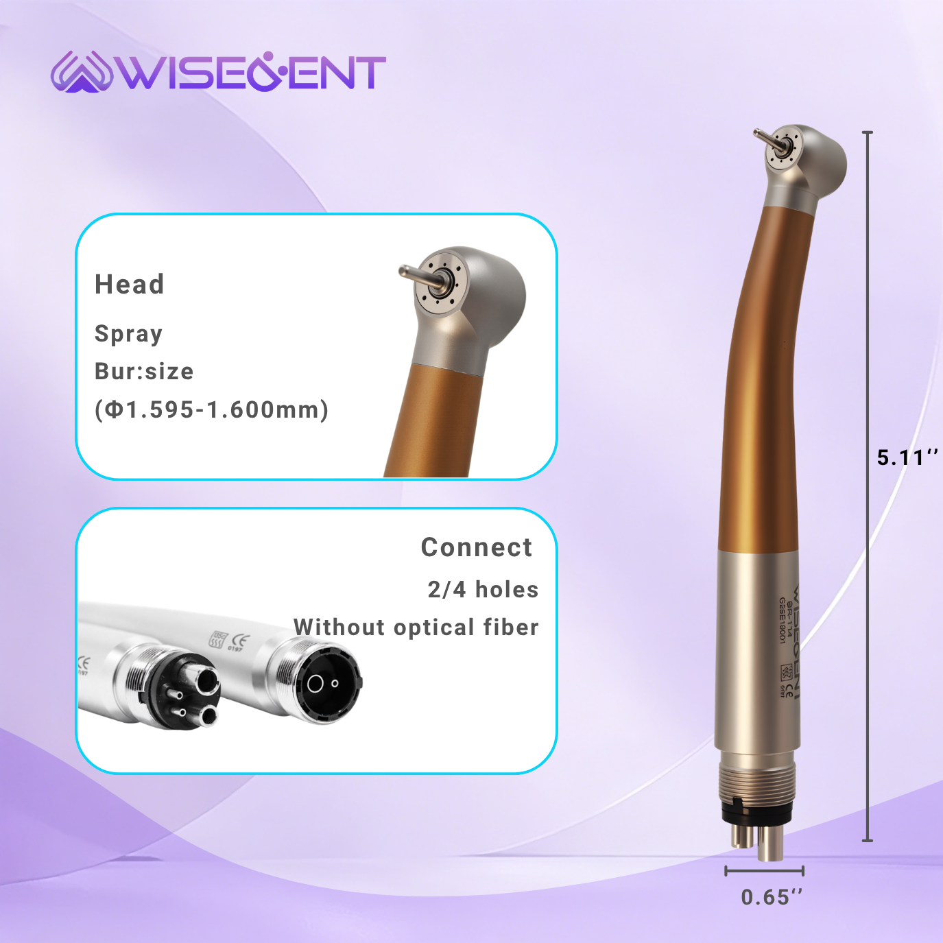 Dental High‑Speed Handpiece, Titanium Alloy, Ceramic Bearing,4‑Water Spray,Anti‑Backflow,2/4‑Hole- WISEDENT 3
