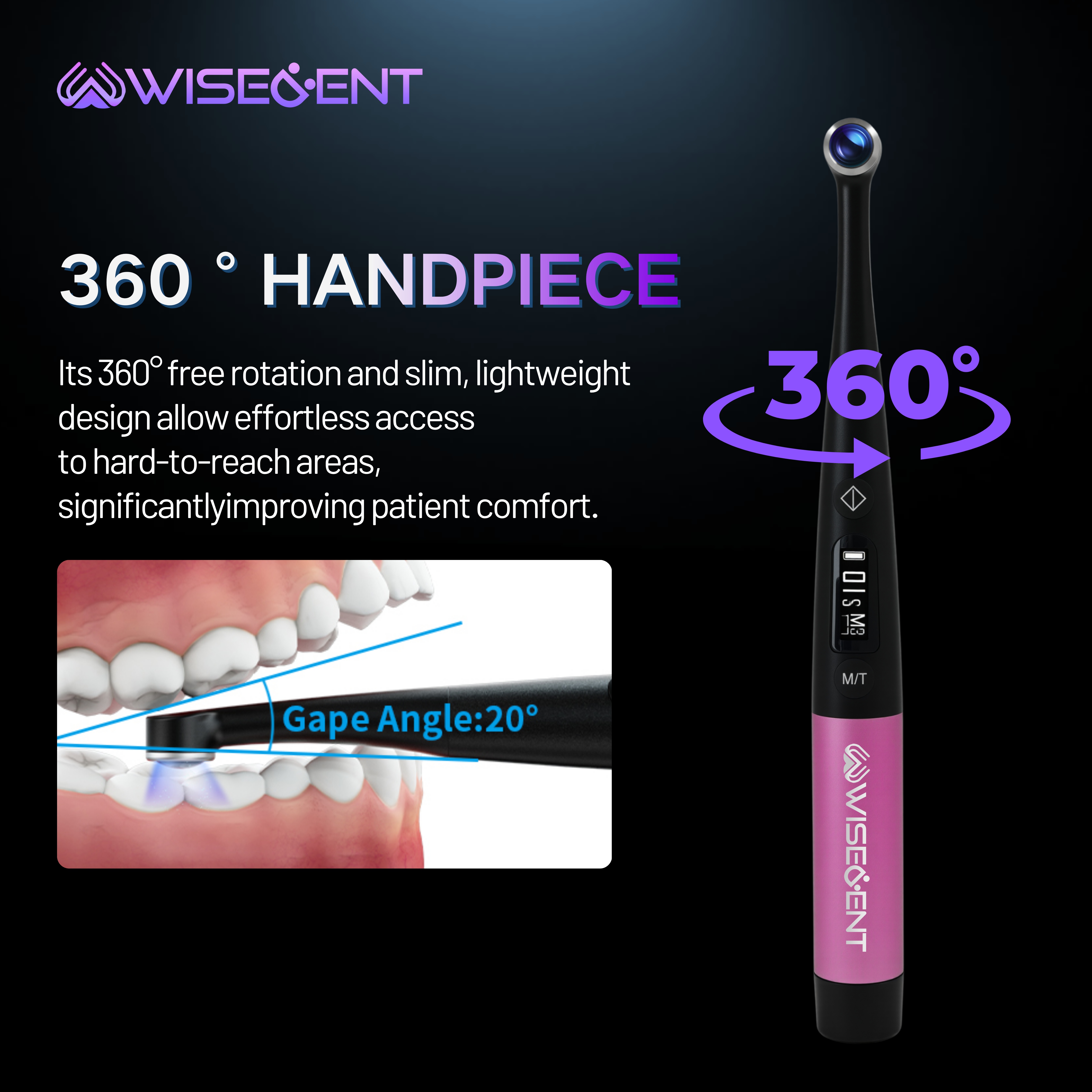 WISEDENT - High End Dental Curing Light LED Wireless Light Cure Lamp with LCD Display and Charging Base BR-618Pro1 11