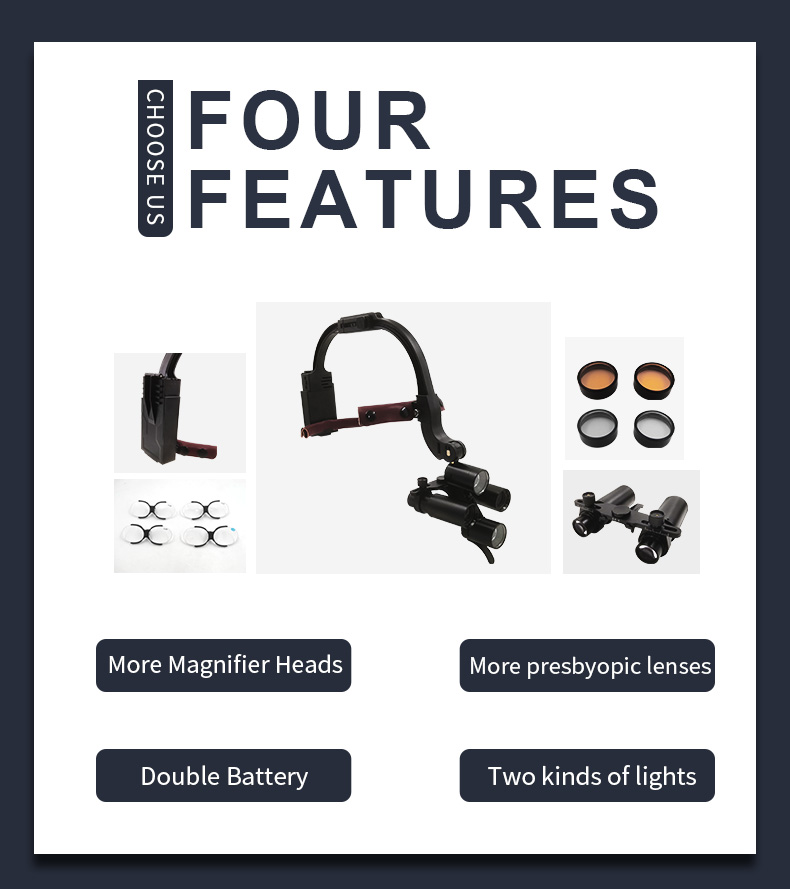 Wisedent Good Quality Dental Shadowless Led Headlight Binocular Loupes With 5.0X/6.0X Dental Loupes Dental Equipment 3
