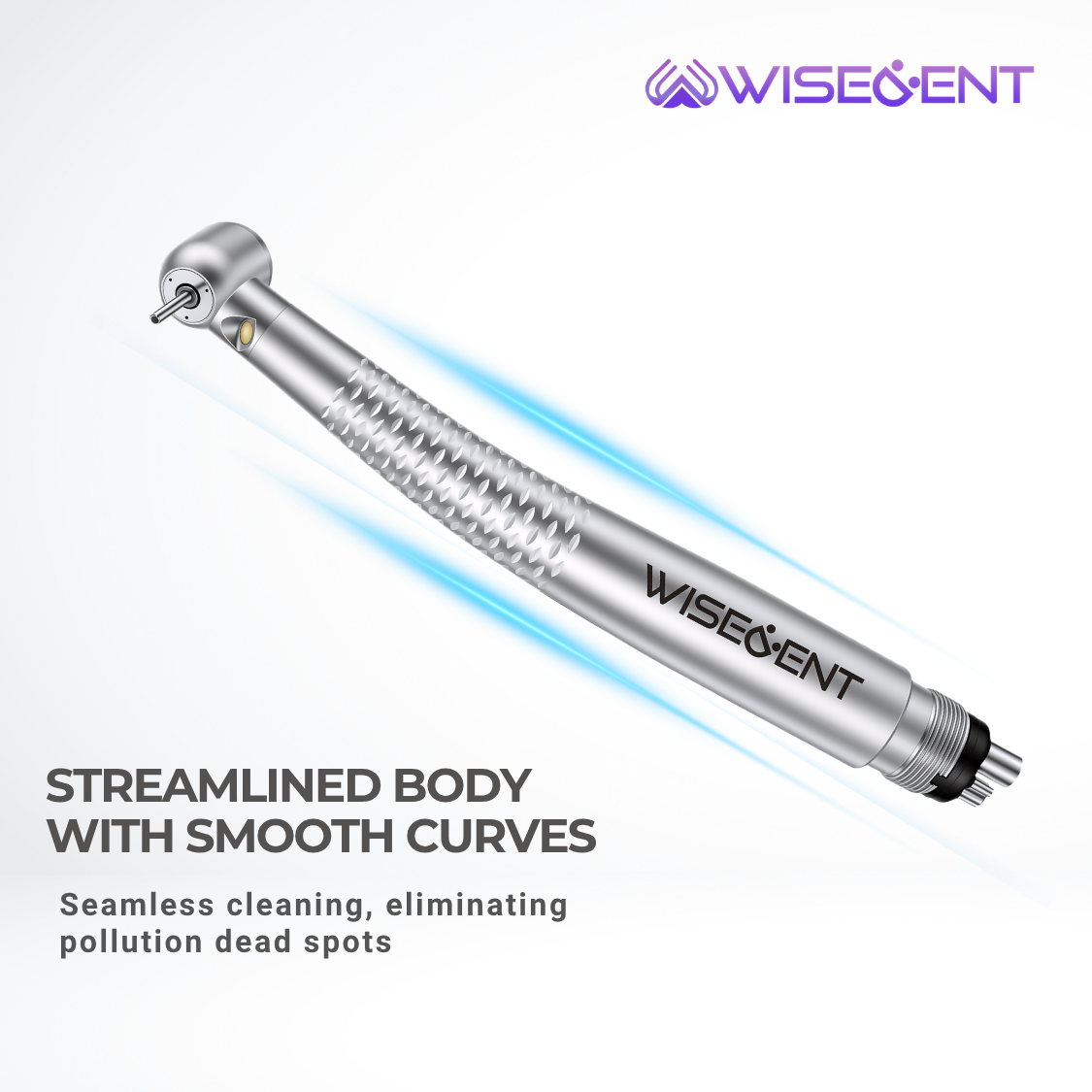 WISEENT Dental High Speed Handpiece Self-generator LED Light Triple Water Spray Ceramic Bearing Autoclavable 2/4 Holes 9