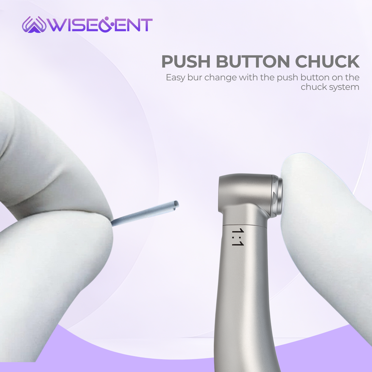 BR-414N-CL2 1:1 Push Button Dental Contra Angle Handpiece, Internal Water Spray, E-Type Connection Products | WISEDENT 3
