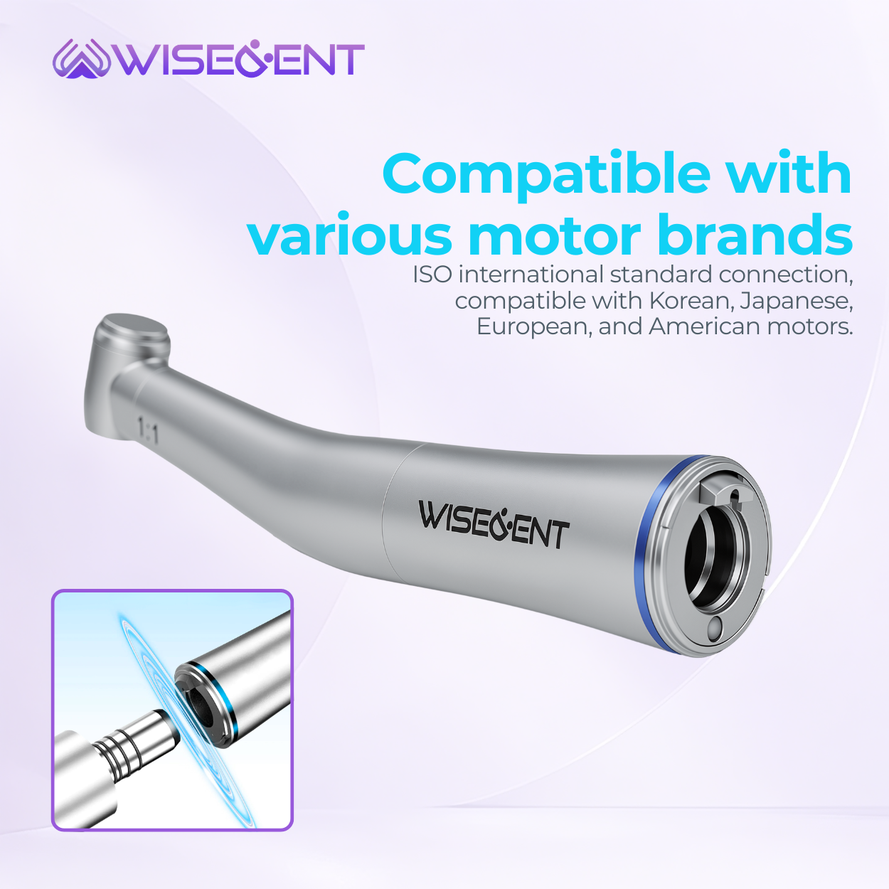 WISEDENT 1:1 Contra Angle Fiber Optic Low Speed Dental Drill with Push Button Chuck for Restorative and Prosthetic Work 4