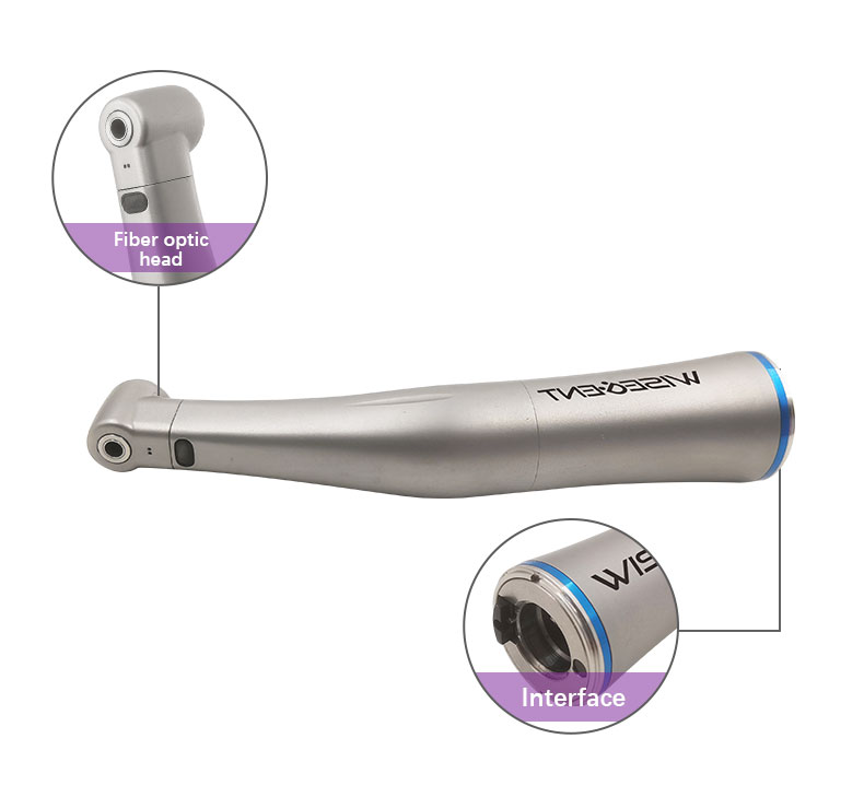 WISEDENT Low Speed Contra Angle Handpiece Inner Water Spray Fiber Optic Dental Drill 18000 RPM Oral Surgery Implantology 4