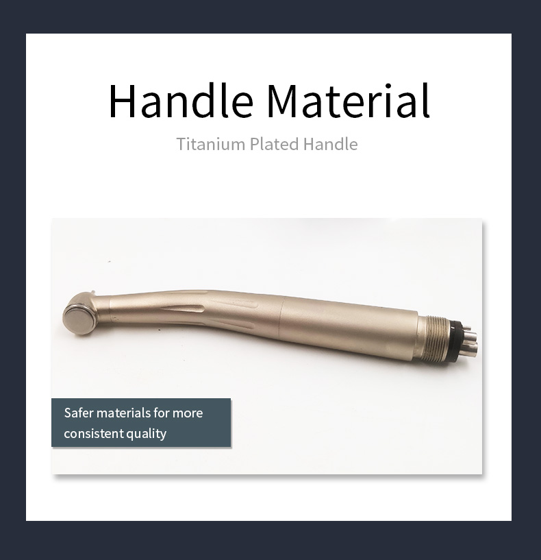 WISEDENT-BR-164N LED High‑Speed Dental Handpiece, Titanium‑Plated Body with Ceramic Bearing, 4‑Water Spray Push Button H 6