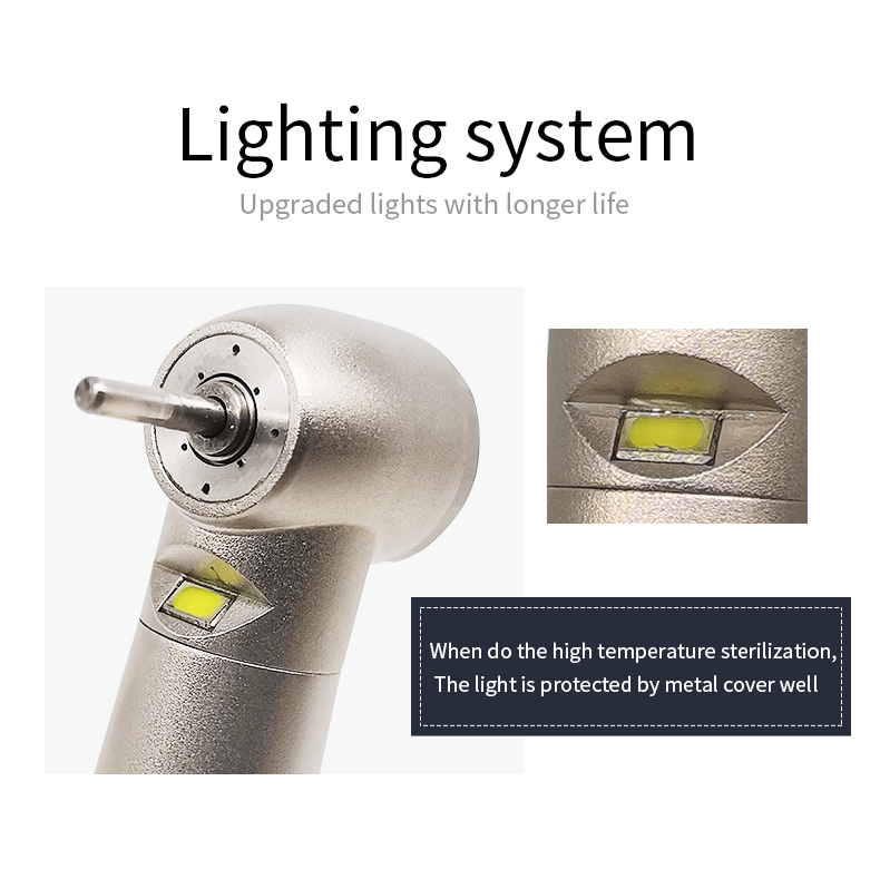 Wisedent LED High Speed Dental Handpiece E-Generator 4 Water Spray Titanium-Plated Body Air Turbine Handpiece 9