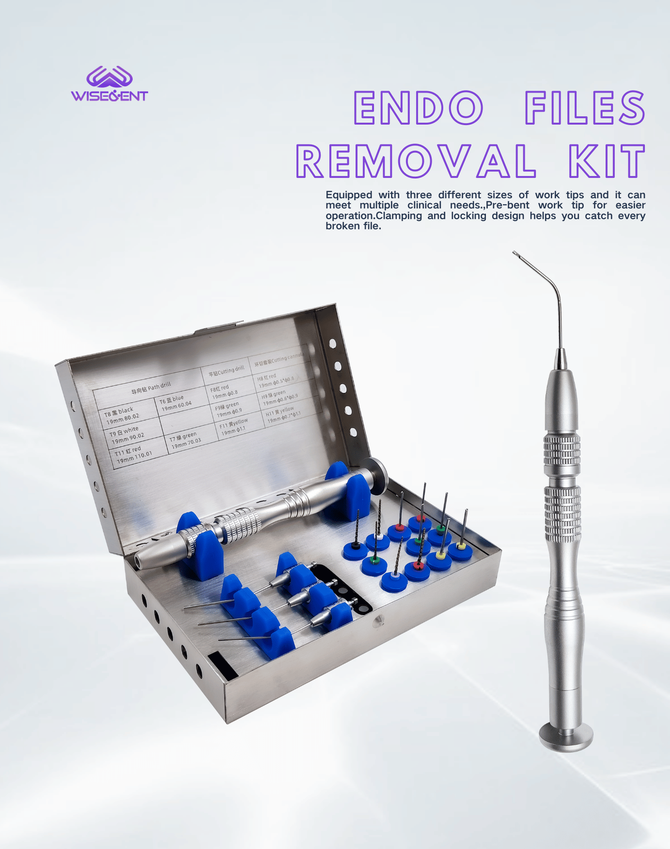 Wisedent-Hot Sale BR-221 Dental Endo Files Removal Kit Endodontic Broken File Extractor System for Root Canal Treatment 8
