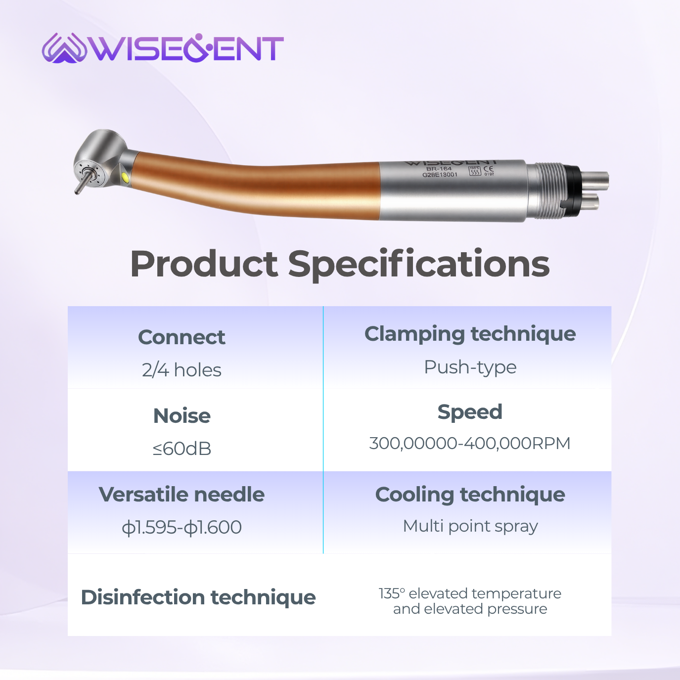 Wholesale Wisedent Golden LED Dental High Speed Handpiece Ceramic Bearing Cartridge 4 Water Spray 8