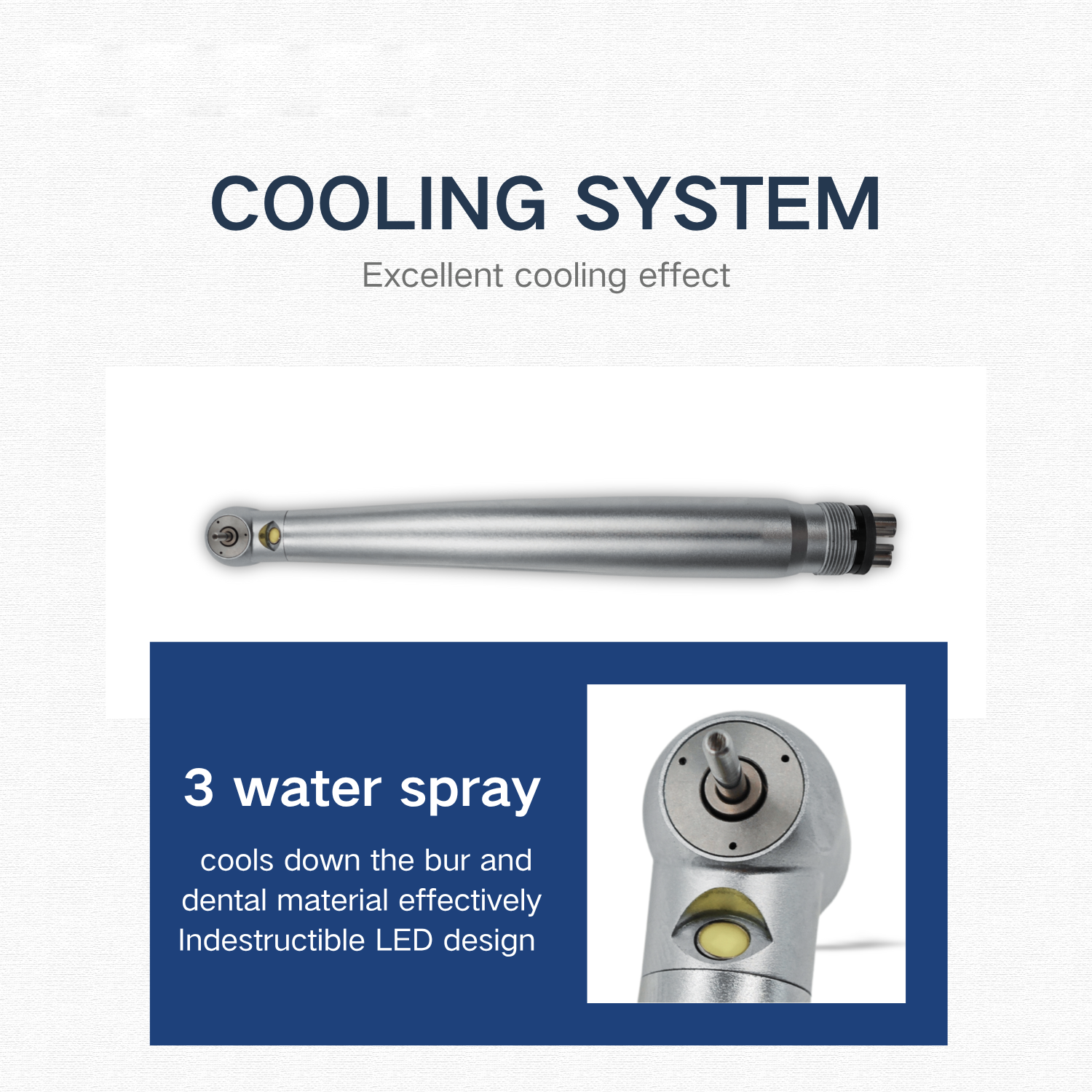 WISEDENT - BR-164P3 Dental High Speed Handpiece Indestructible E- generator LED Handpiece 3 Water Spray 8