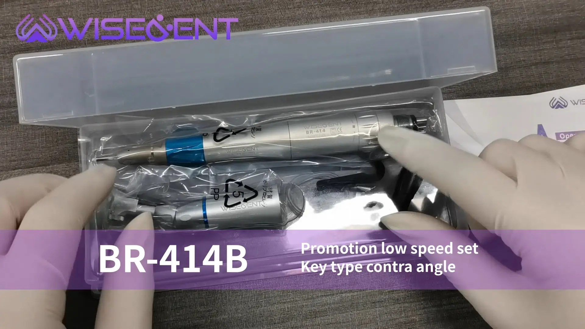 Wisedent B Series Low Speed Dental Handpiece Kit 1:1 Straight Handpiece Air Motor External Water Spray Without LED Light 1