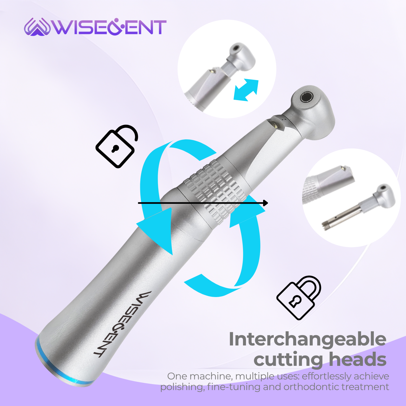 Wisedent Inner Water Spray 1:1 Dental Contra Angle Handpiece E-Generator Detachable Low Speed Handpiece 7