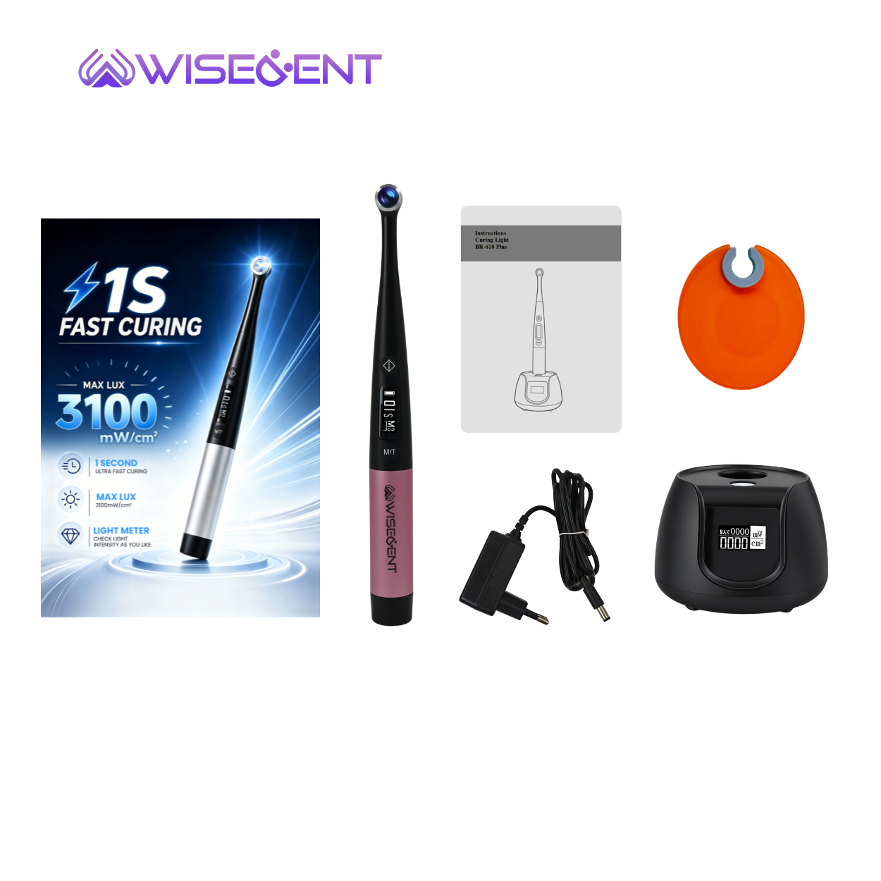 Wholesale Wisedent 1 Second LED Dental Curing Light with Plaque Detection 7 Modes Wireless Light Cure Equipment 8