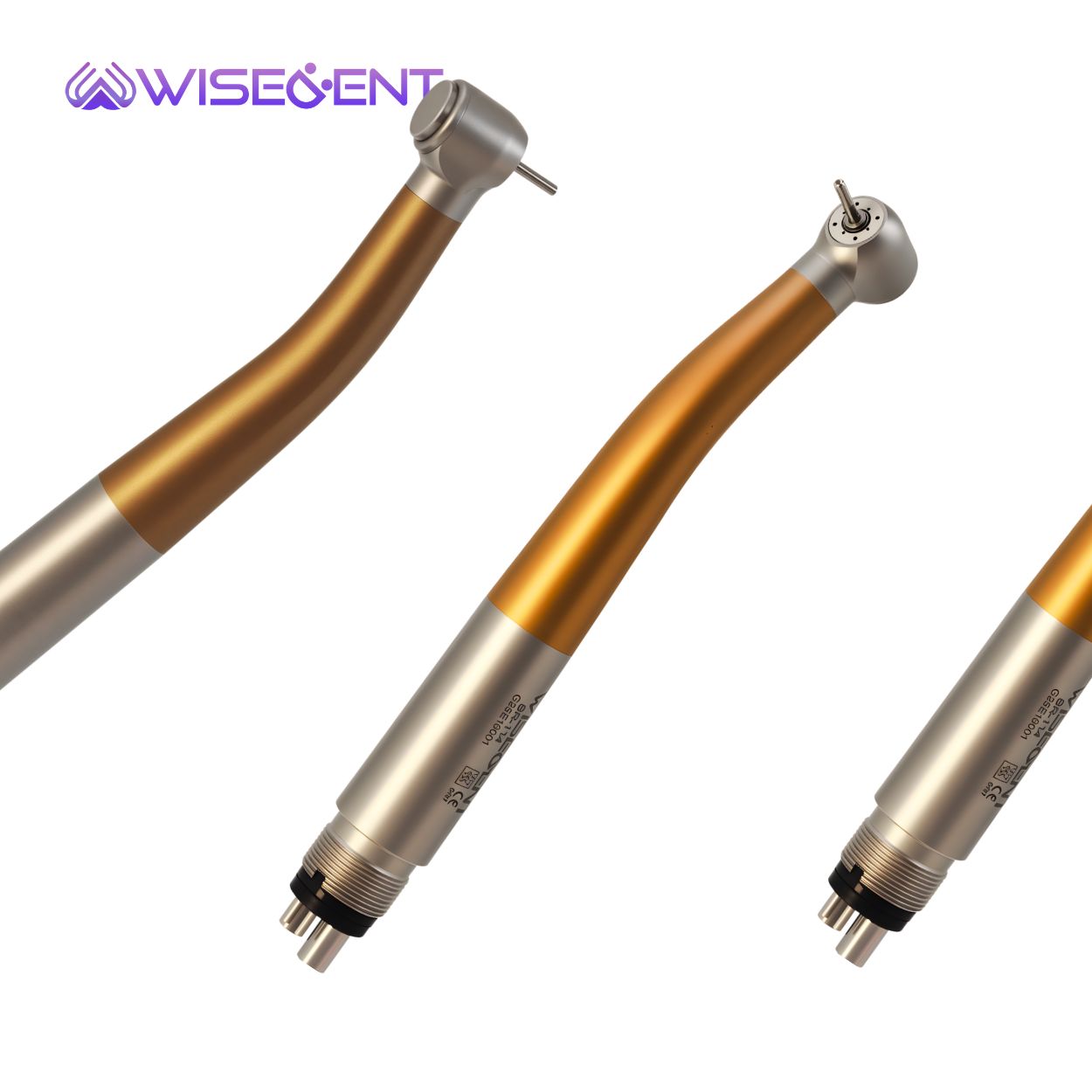 Wisedent High Speed Dental Handpiece Semi Gold Titanium Ceramic Bearing 4 Water Spray Push Button Air Turbine Handpiece 7
