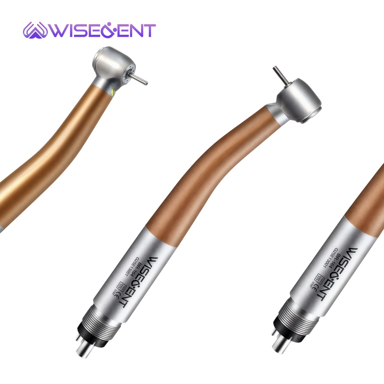 Wisedent High Speed LED Dental Handpiece Semi Gold Titanium Ceramic Bearing 4 Water Spray Air Turbine Handpiece 8