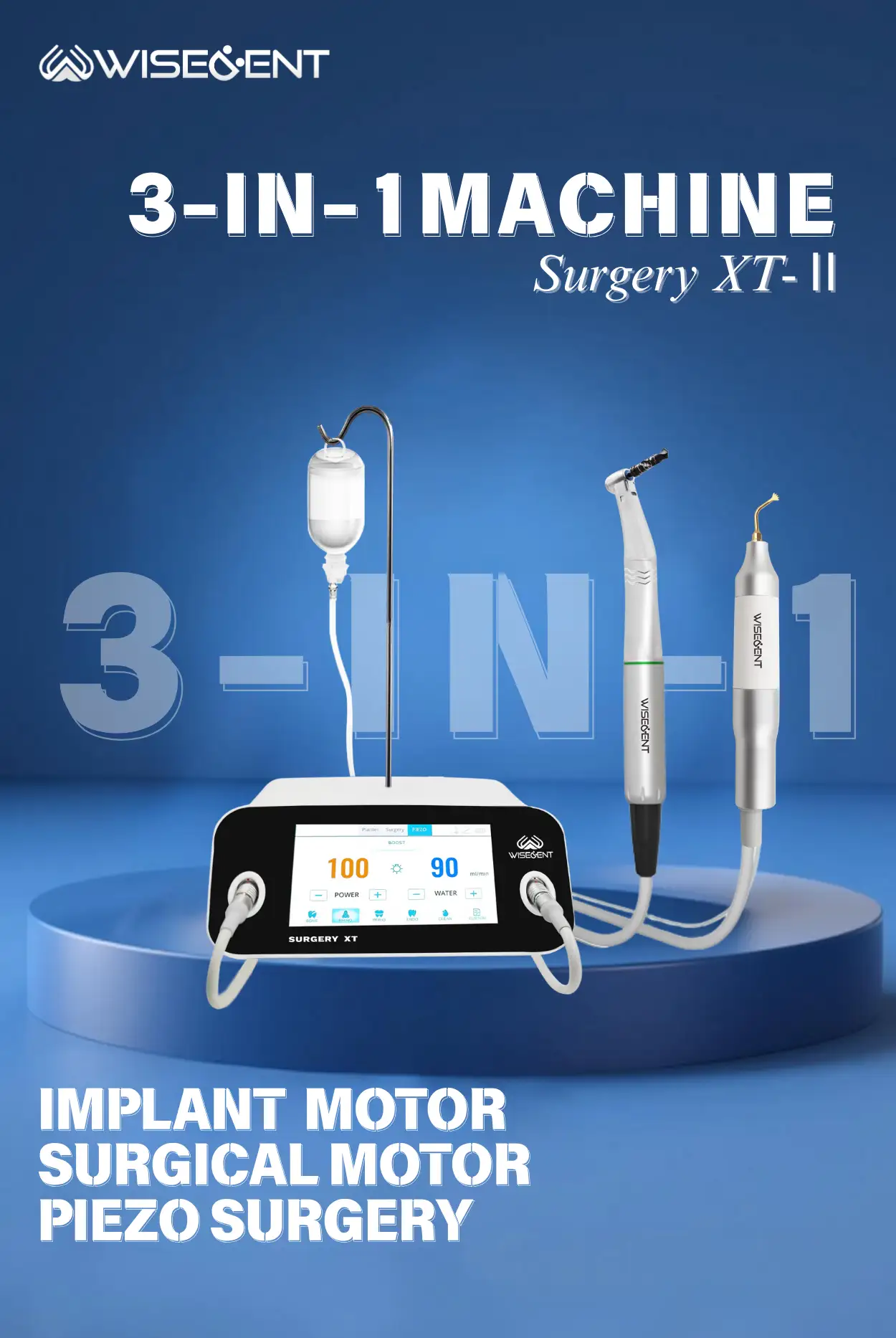 Wisedent Surgery XT‑II 3‑in‑1 Dental Surgical System Implant Motor + Surgical Micromotor + Piezosurgery Bone Cutting Uni 1