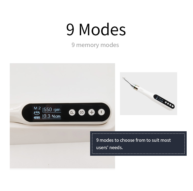 Wisedent Wireless Dental Endo Motor with 9 Preset Programs Replaceable Battery for Root Canal Treatment 14