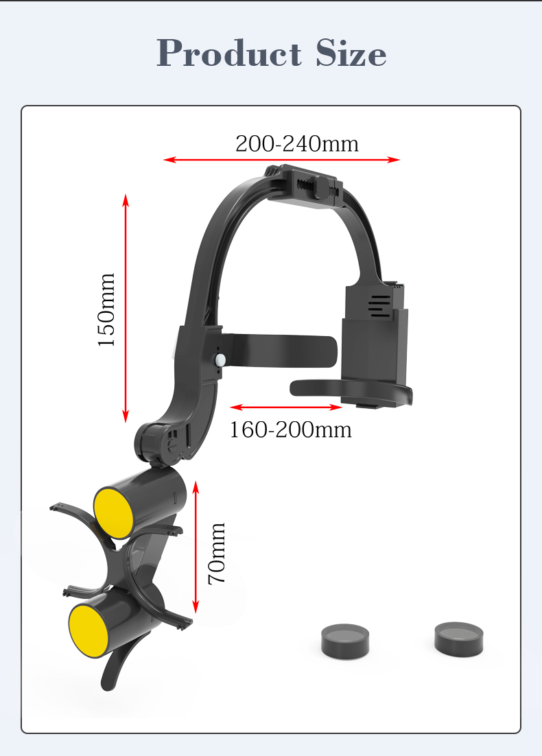 Wisedent Dental LED Headlight Binocular Loupes 2.5X 3.5X Optional Magnification Dual Rechargeable Batteries 16