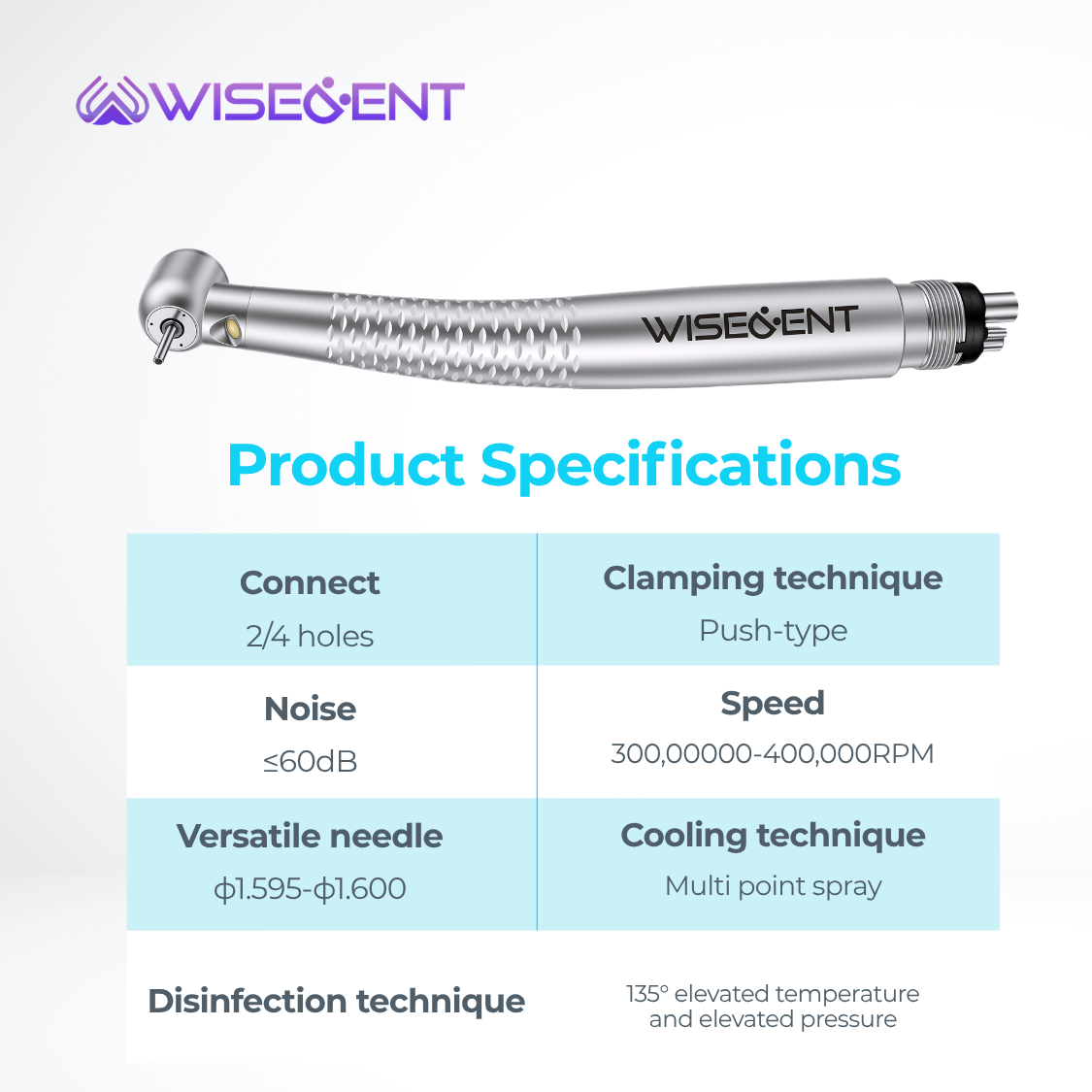 WISEDENT -BR-164AS Low Noise Shadowless High Speed Handpiece Ring Lamp Dental Handpiece Air Turbine 8