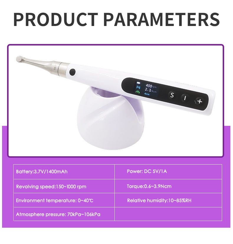 Wisedent Dental Endo Motor with Built-in Apex Locator 16:1 Mini Head Contra Angle Wireless Root Canal Treatment 13