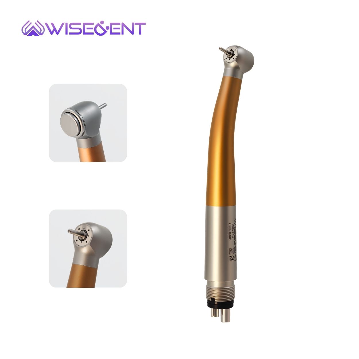 Wholesale Wisedent No LED High Speed Dental Handpiece 4-Way Water Spray Gold Titanium Shell 2/4 Hole Dental Turbine 10