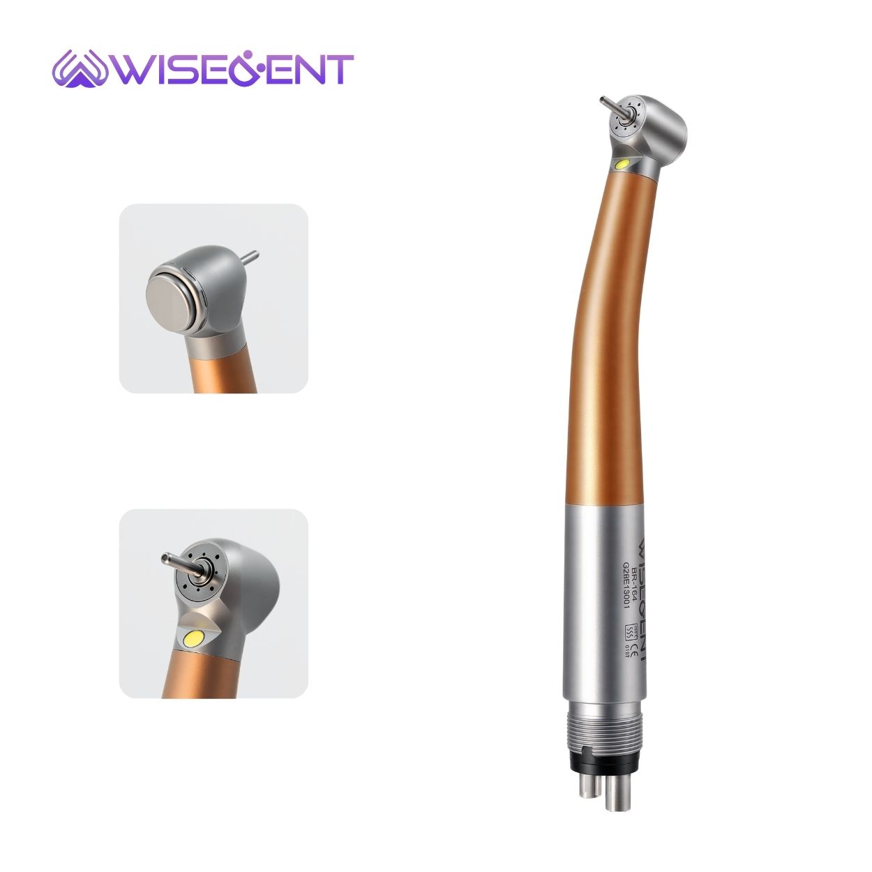 Wisedent E-generator LED High Speed Handpiece 4 Water Spray Gold Titanium Cover Dental Turbine Handpiece 9