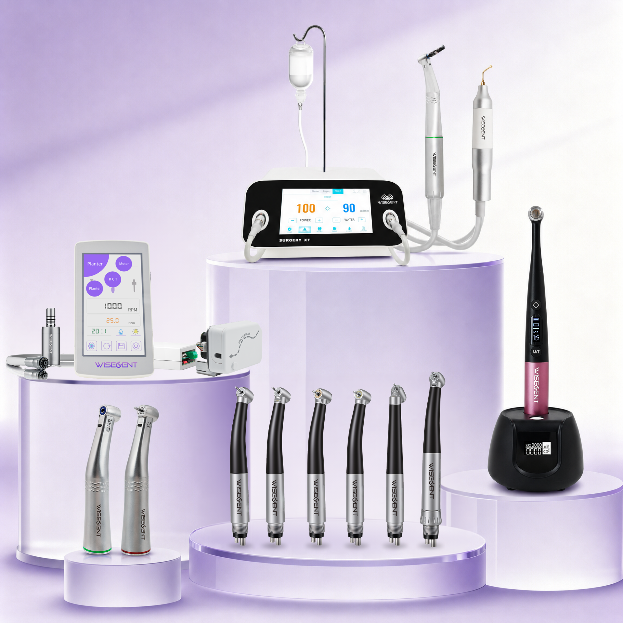 Wisedent Mini Dental Implant Motor System Implant Unit with Cable Foot Pedal with 20:1 Without Light Contra Angle 12